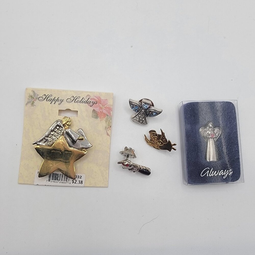 LOT OF VINTAGE‎ To NOW Angel Pins Brooch Religious Faith Hope Lapel Hat
